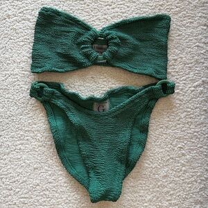 NEW / HUNZA G / Bandeau Crinkle Bikini / Swimwear